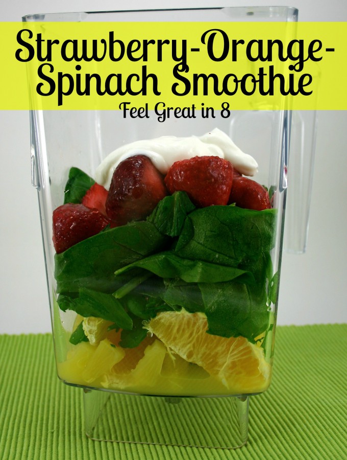 Strawberry Orange Spinach Smoothie | Feel Great in 8 #healthy #recipe #greensmoothie