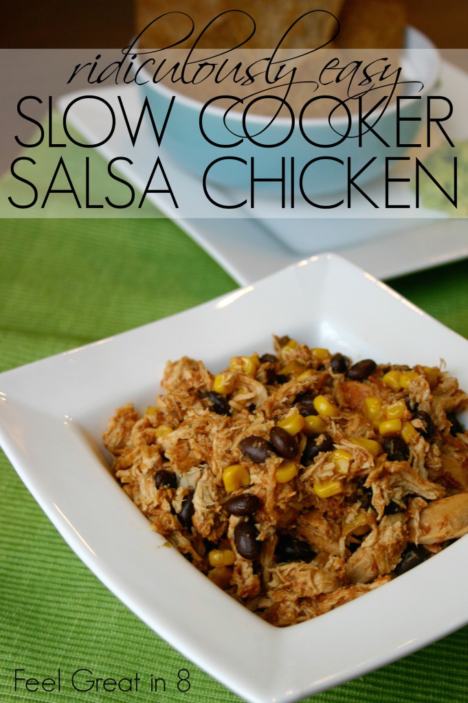 Ridiculously easy is really the only way to describe this chicken recipe. Open a few things, dump in slow cooker (aka CrockPot), let cook for 4-10 hours, and dinner is ready! #chicken #dinner #healthy #easy #slowcooker