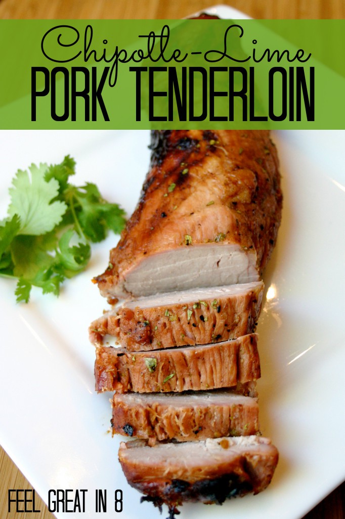 Pork is perfect for taking on the incredible chipotle lime flavors and the end result is tender, juicy and so flavorful! Great on the grill or in the oven. Feel Great in 8 #healthy #dinner #recipe #pork