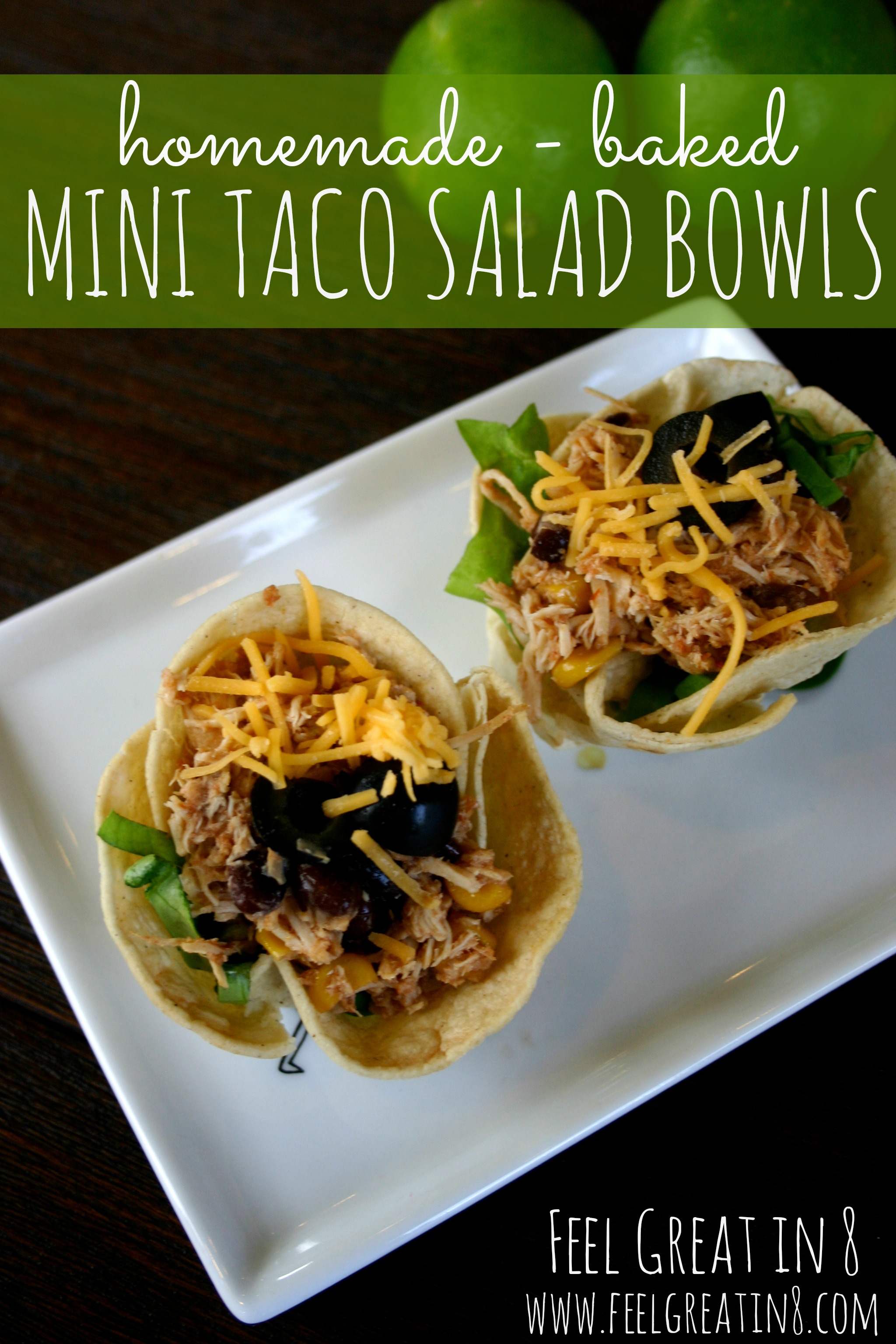 These cute, healthy little Taco Salad Bowls are quick and easy to make! You just need a few simple ingredients, a cupcake pan and an oven. #healthy #quick #easy