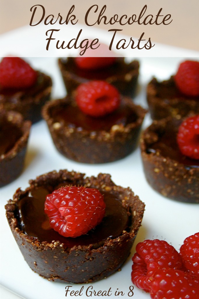 Dark Chocolate Fudge Tarts - You'll never believe that this incredible dessert is healthy and made of only real food ingredients! Sugar free, gluten free, no bake and so delicious! Feel Great in 8 #healthydessert #recipe