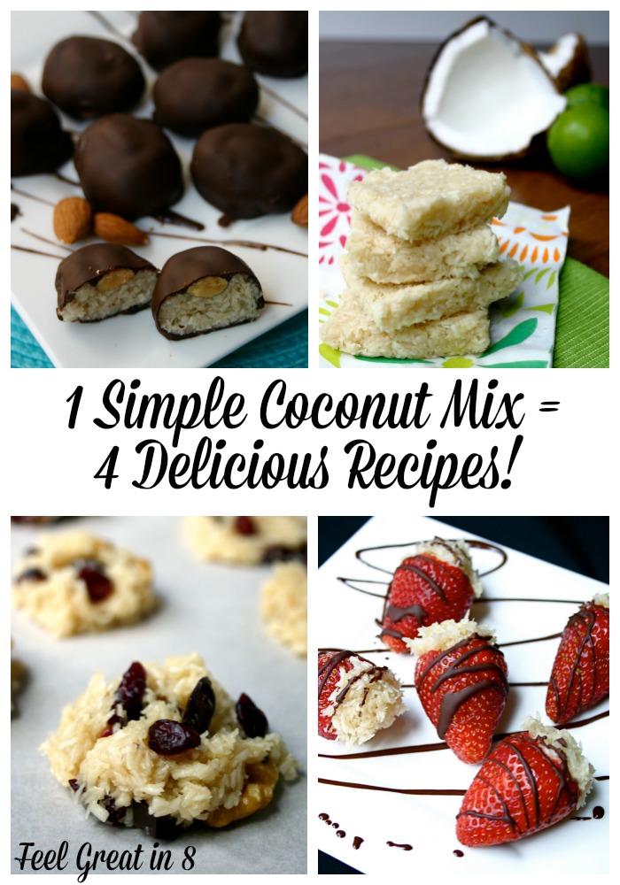 With 1 simple, sugar-free coconut mix you can make all 4 of these Delicious Coconut Recipes! #healthy #dessert #coconut