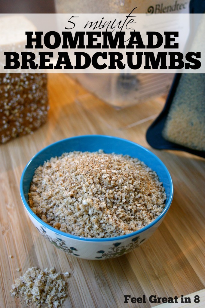 5 Minute Homemade Breadcrumbs - You won't believe how quick and easy it is to make healthy homemade breadcrumbs for any recipe! | Feel Great in 8 #homemade #healthy #easy