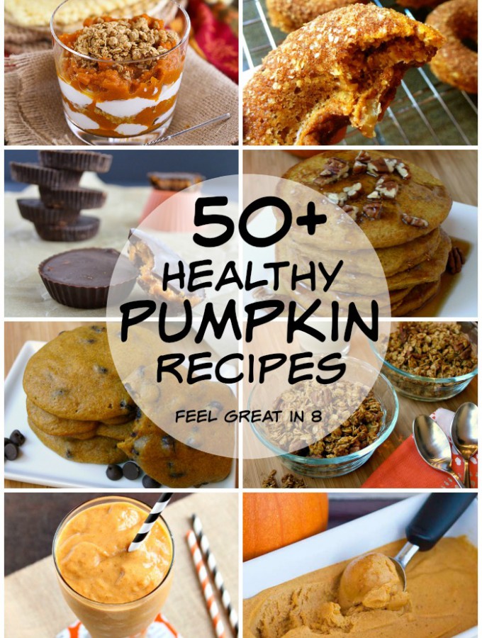 This is it! The ultimate list of Healthy Pumpkin Recipes! There are 50+ delicious and healthy recipes to fulfill all your pumpkin cravings this fall. | Feel Great in 8 #healthy #recipes #pumpkin