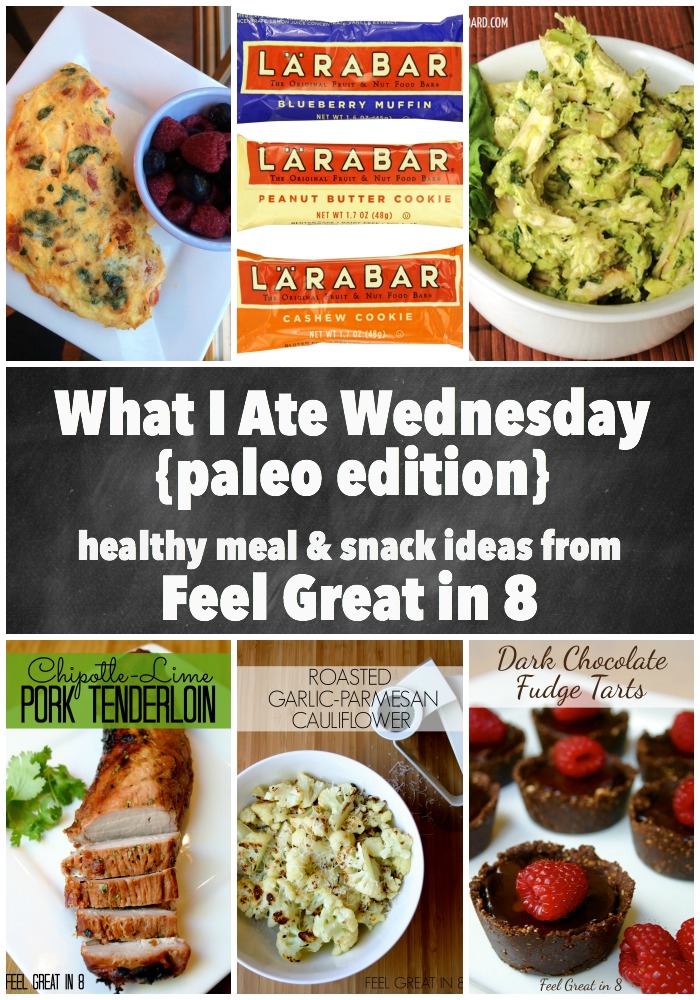 What I Ate Wednesday {paleo edition} - Healthy meal and snack ideas from Feel Great in 8 #paleo #healthy #recipes