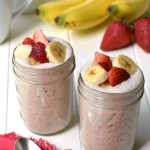 This simple and delicious Strawberry Banana Overnight Oatmeal is no-cook, has no refined sugar, and gives you 5g of fiber and 13g of protein per serving! It's the perfect healthy, quick, and easy breakfast! | Feel Great in 8 - Healthy Real Food Recipes