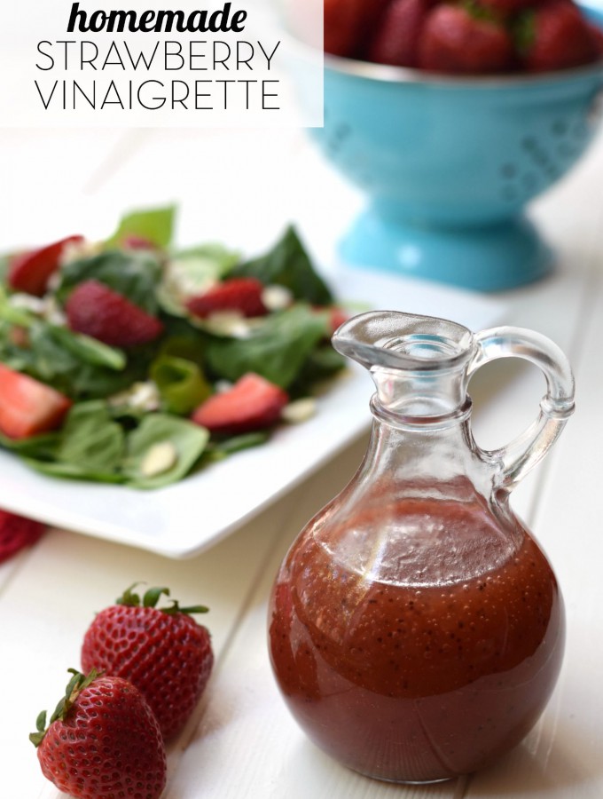 You'll love this simple, clean eating Homemade Strawberry Vinaigrette as a sweet dressing on just about any fresh salad! | Feel Great in 8 - Healthy Real Food Recipes