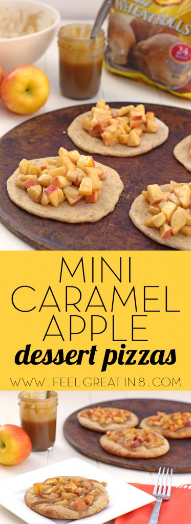 Mini Caramel Apple Dessert Pizzas: The whole family will love this quick, easy, healthy, and kid friendly fall dessert. | Feel Great in 8