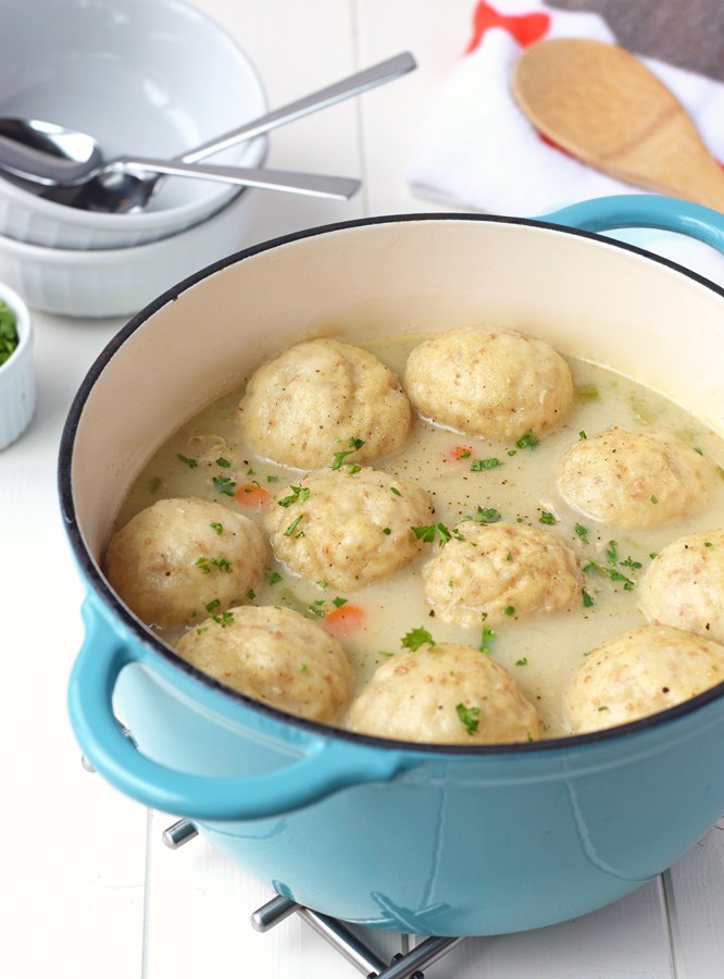 This Creamy Chicken & Dumplings recipe makes the perfect comfort food so easy! The soup is creamy, flavorful, and full of chicken and vegetables. And, it doesn't get simpler than using Rhodes frozen dough for the perfect fluffy dumplings!