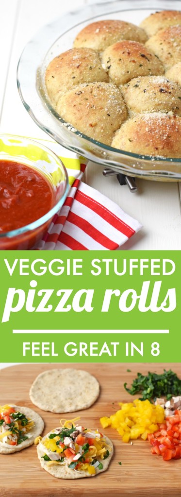 Veggie Stuffed Pizza Rolls - Soft whole grain rolls stuffed with vegetables and cheese. You'll love this quick & easy, healthy, kid-friendly dinner!