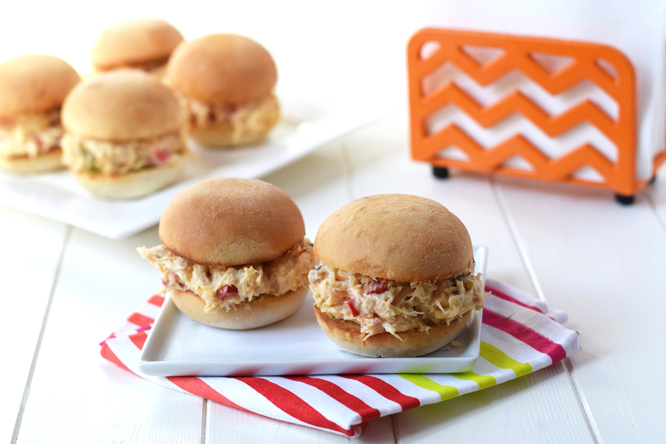 Chicken Jalapeno Sliders - These sandwiches with a creamy chicken filling and a little bit of heat are sure to be a big hit at your next BBQ or picnic.